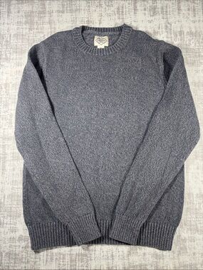 St. John's Bay Men's Medium Gray All Cotton Knit Crew Neck Sweater 25.5X19 PTP